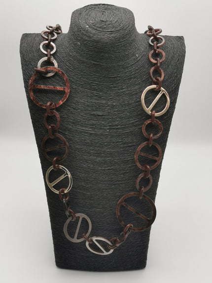 Kette mit Gliedern in Mokka mit goldenen Details Artikel 6341
