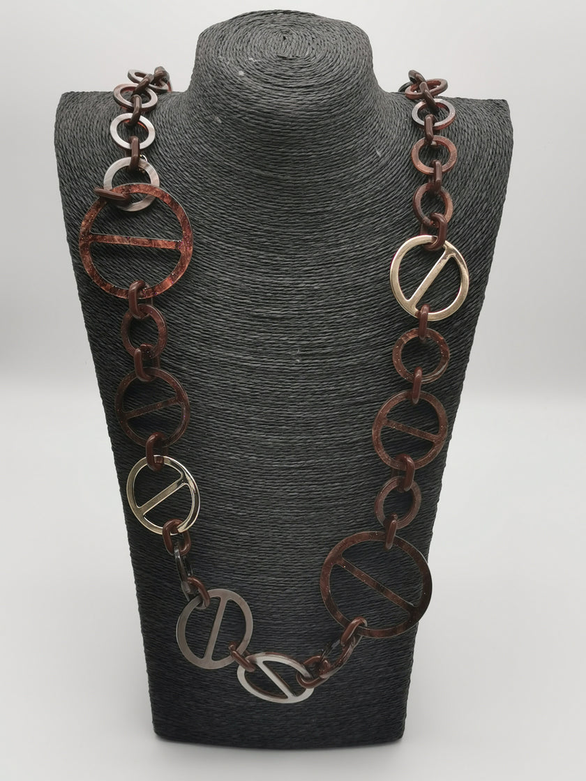 Kette mit Gliedern in Mokka mit goldenen Details Artikel 6341