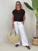 Shirt Basic mit Gummizug-Bündchen in Mokka