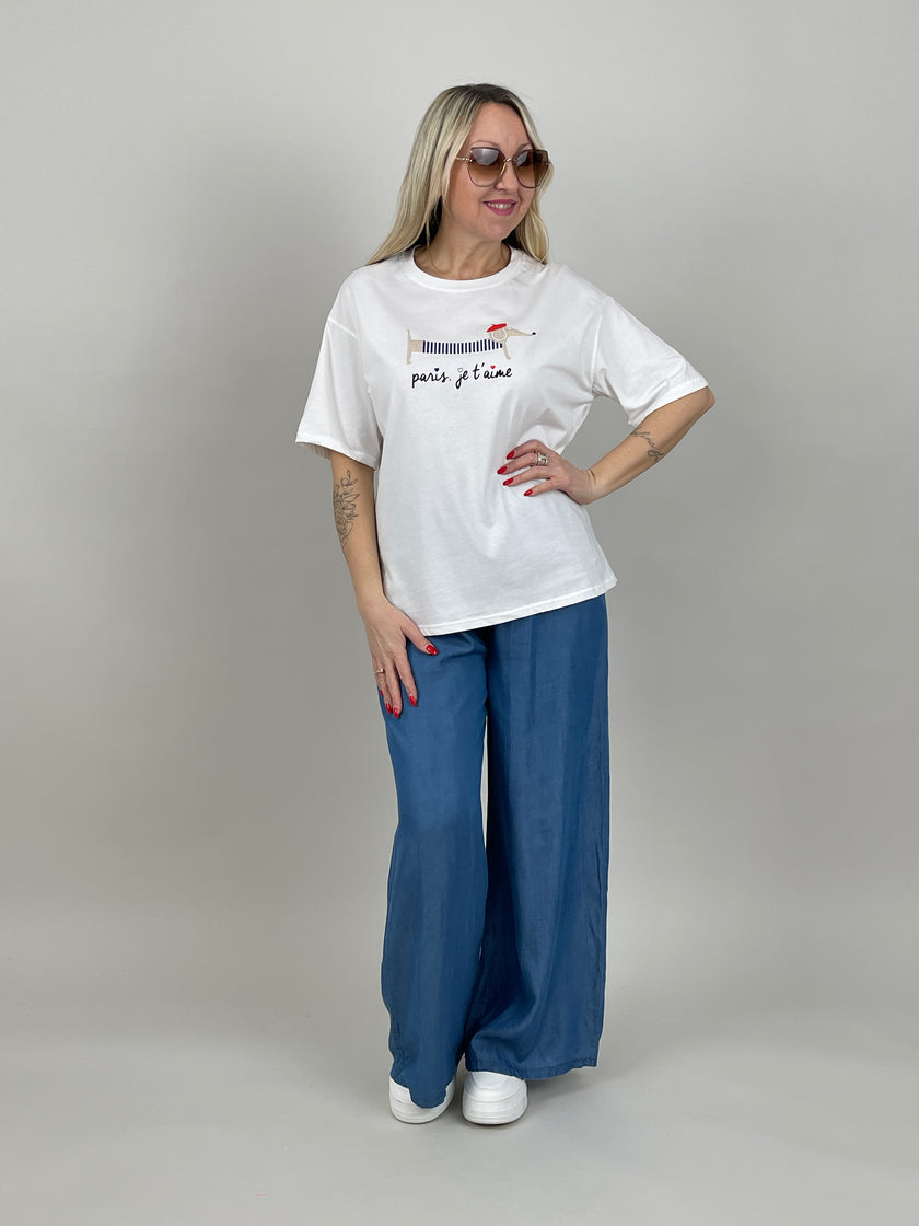 T-Shirt Dackel in Weiß