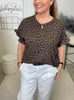 Shirt mit Volants Leo in Mokka/Schwarz