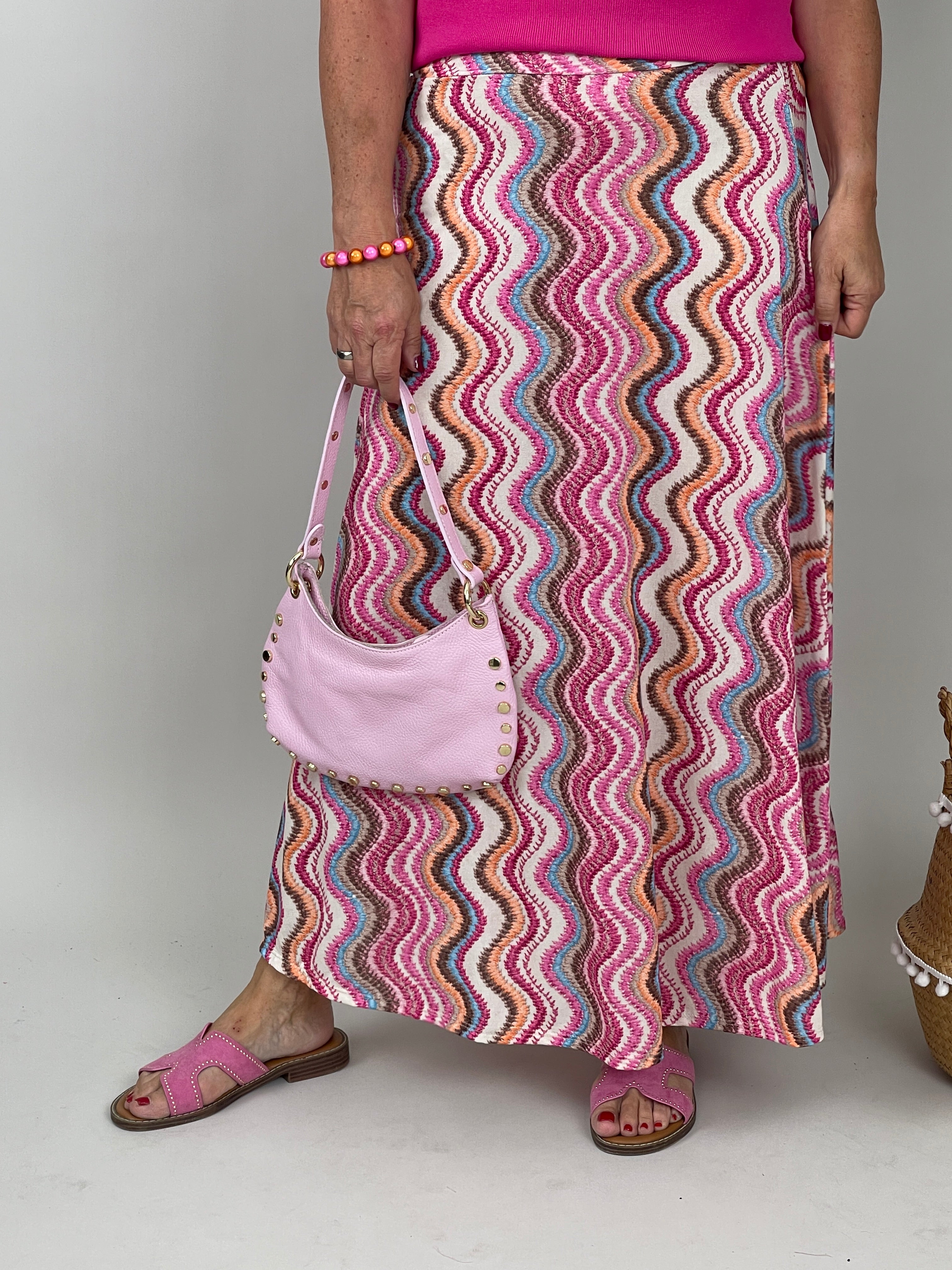 Rock Kofferstoff Muster in Pink/Orange/Hellblau