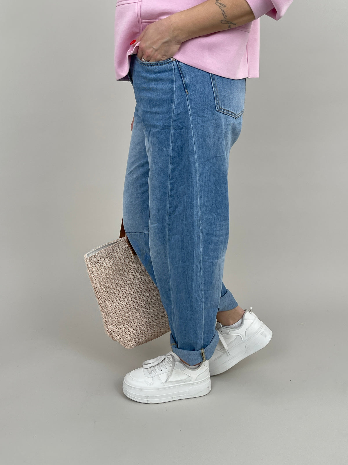 Jeans Ballon-Schnitt Helle Waschung