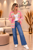 Cardigan Streifen in Orange/Pink/Grün