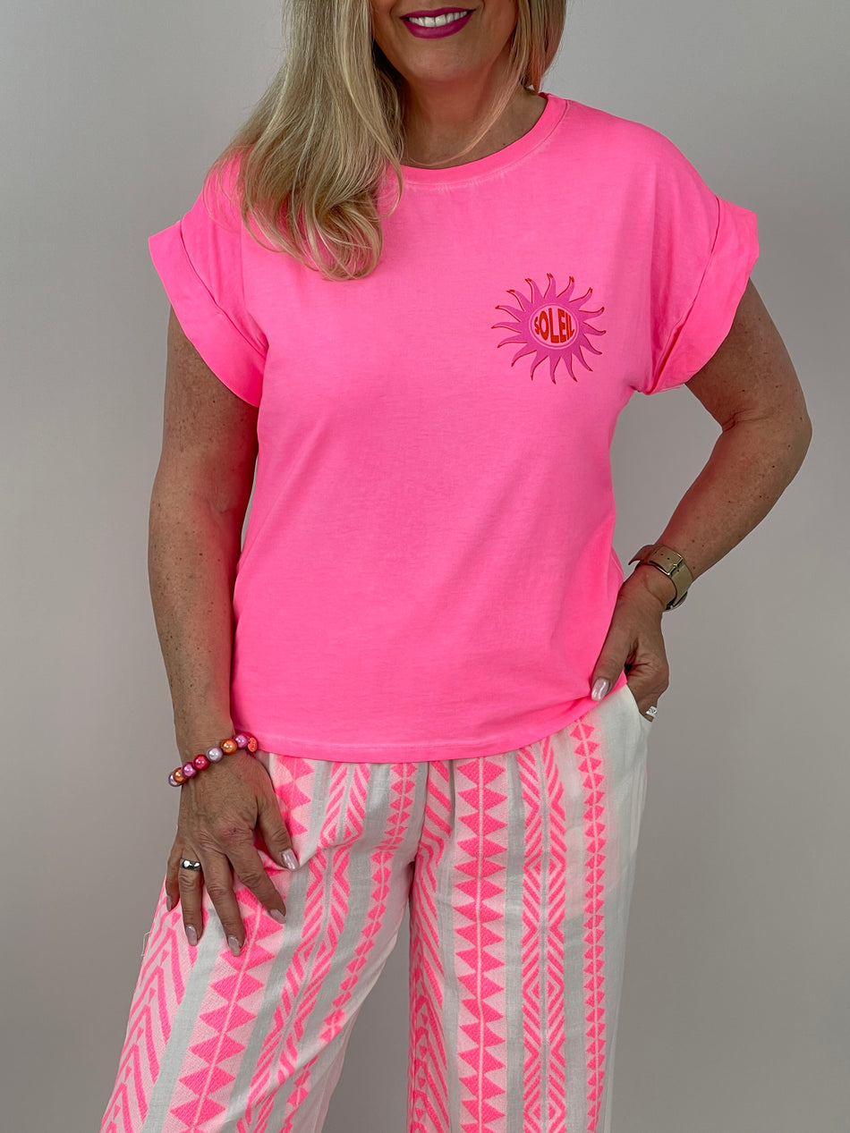 T-Shirt Sonnenprint in Neonpink