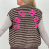 Strickweste Streifen Dog Mom in Mokka/Taupe