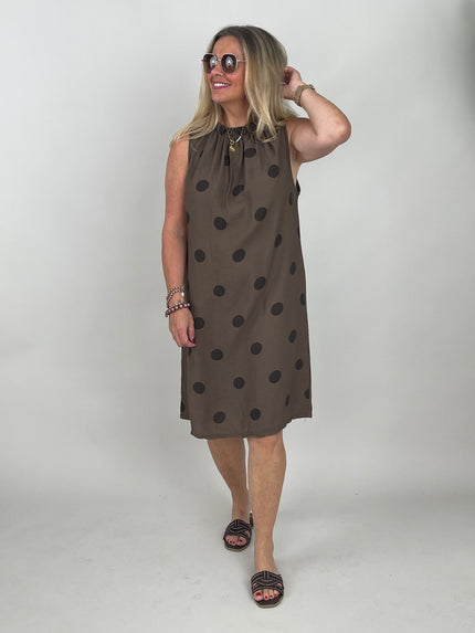 Kleid Punkte in Mokka