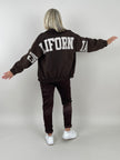 Sweatjacke mit Schriftzug in Mokka Artikel 6264
