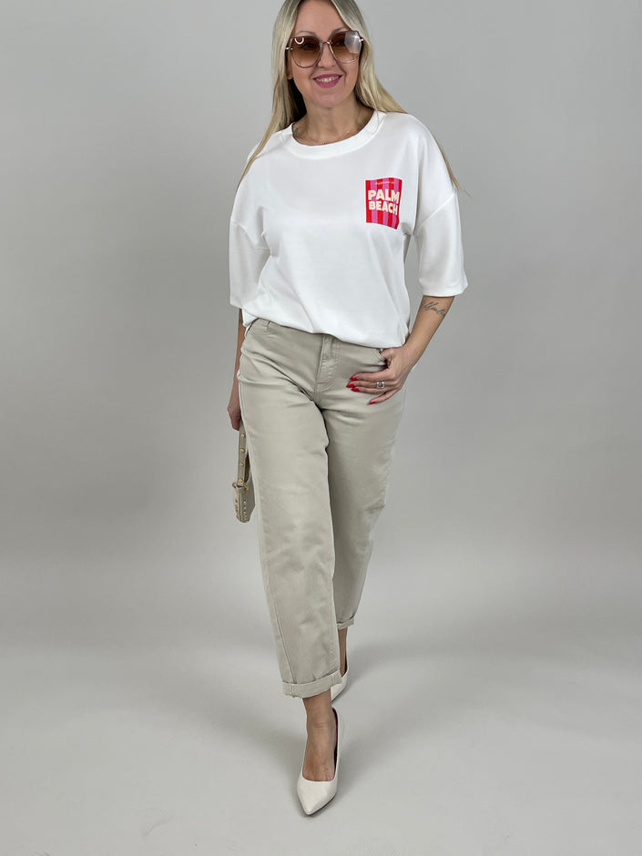 Leichtes Sweatshirt 1/2 Arm Soft Palm Beach in Weiß