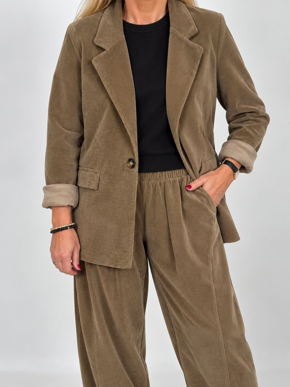 Blazer samtiger Cord in Camel