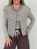 Strickweste Streifen Dog Mom in Taupe/Creme