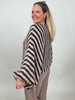 Pullover mit Fledermaus-Ärmeln Streifen in Taupe/Mokka