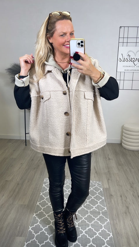Bouclé Weste Oversized Beige Art. 6476