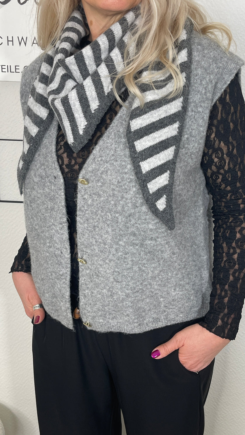 Strickweste mit goldfarbenen Knöpfen in Grau Art. 6733