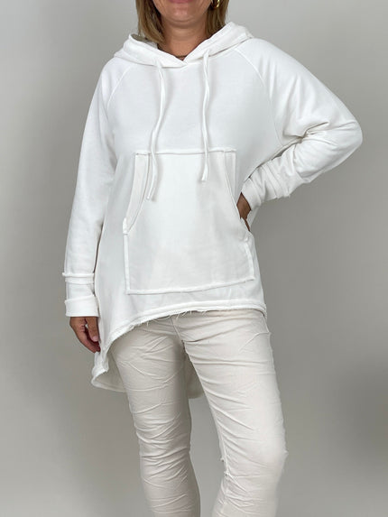 Langer Hoodie in Offwhite