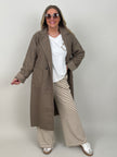 Langer Blazermantel Bouclé in Taupe