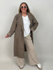 Langer Blazermantel Bouclé in Taupe