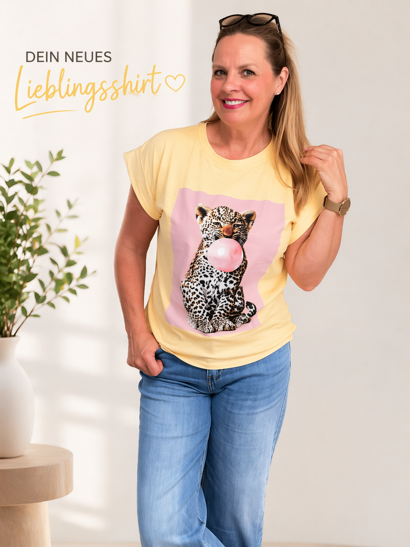 T-Shirt Leo Druck in Gelb