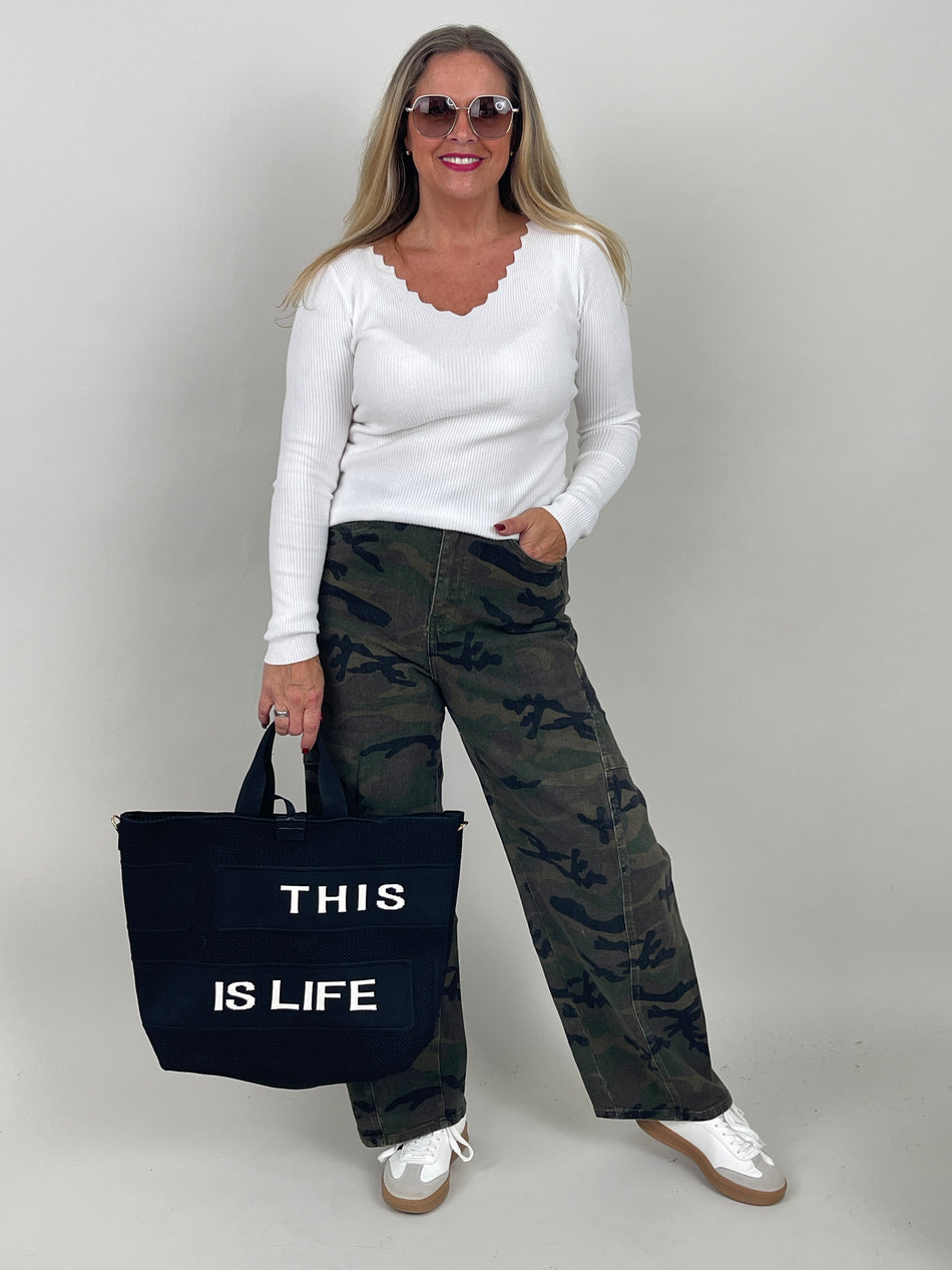 Jeans Barrel-Schnitt Camouflage
