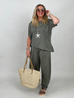 Shirt A-Symmetrisch Butterstoff in Khaki