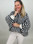 Pullover mit Fledermaus-Ärmeln Streifen in Schwarz/Creme