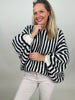 Pullover mit Fledermaus-Ärmeln Streifen in Schwarz/Creme