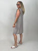 Kleid Leinen mit Rüschen-Details in Taupe