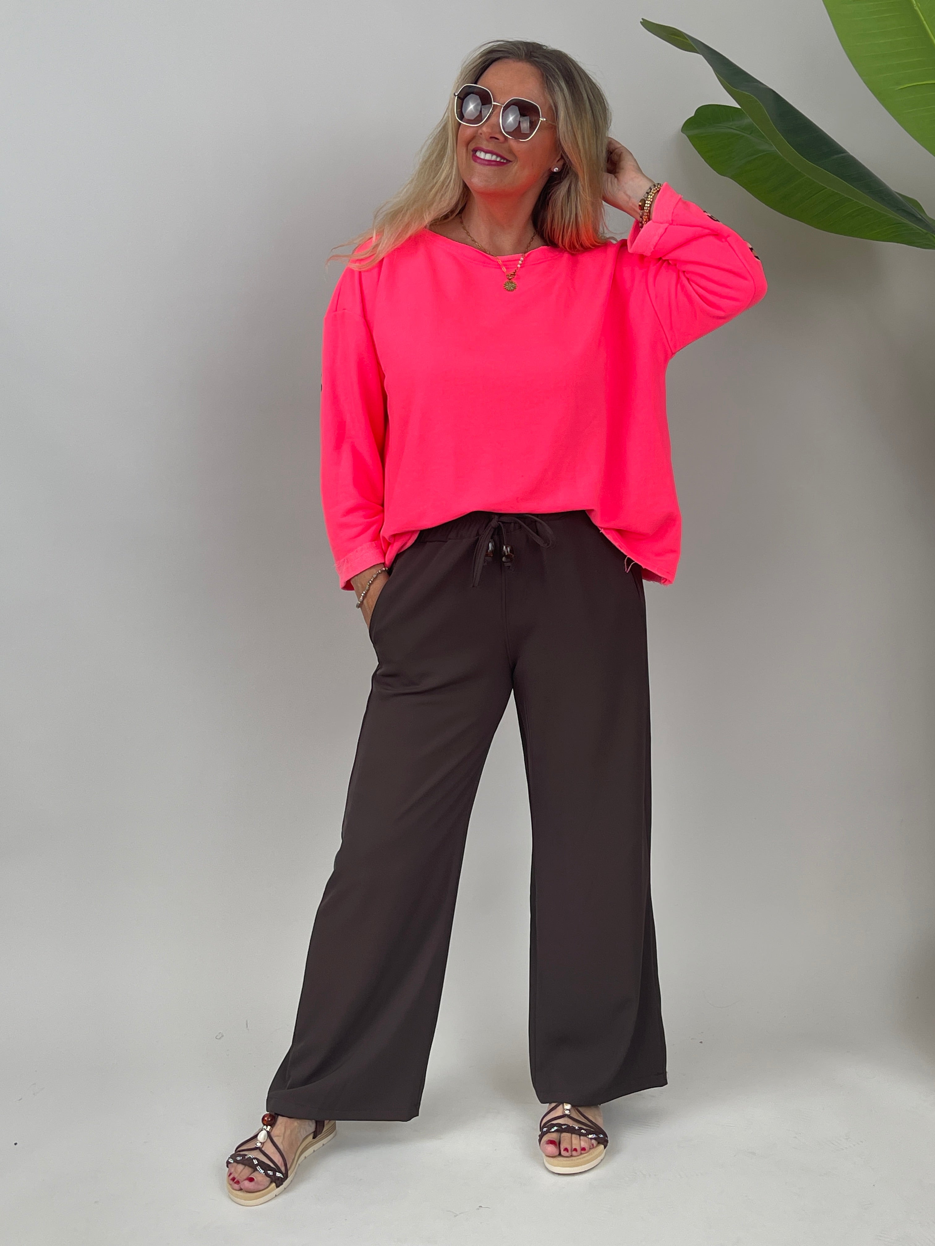 Sweatshirt Leo Druck Sweet in Neonpink