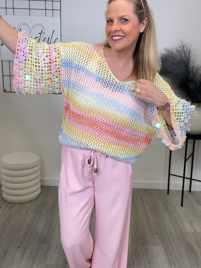 Pullover Bunt mit Pailletten Art. 6956