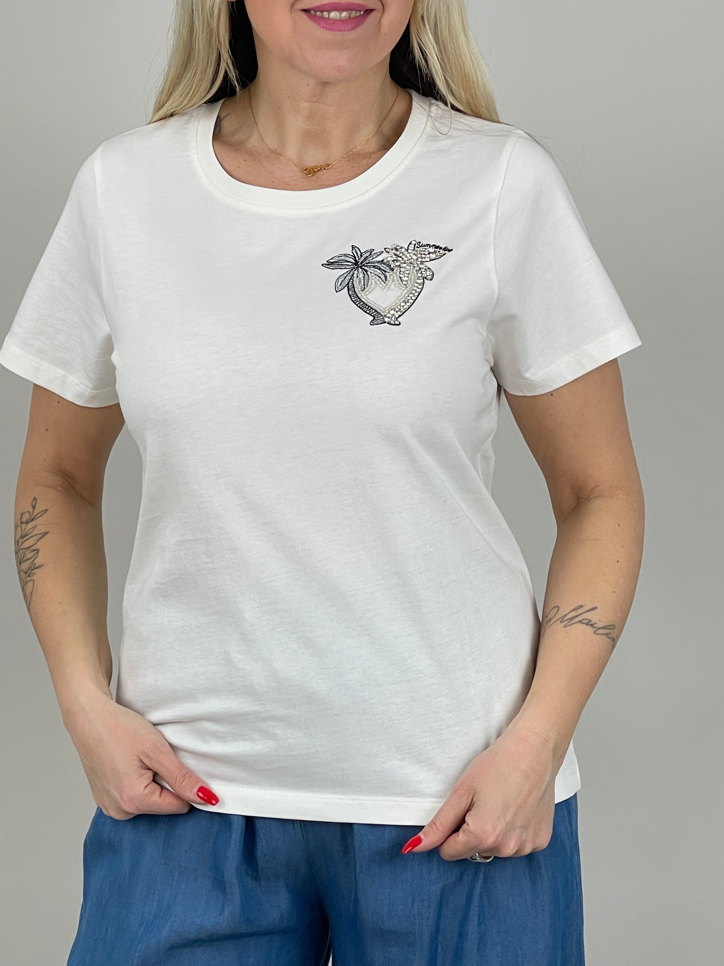 T-Shirt Palme in Weiß