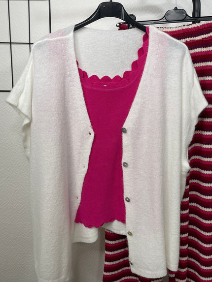 Strickweste Uni in Offwhite
