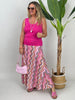 Rock Kofferstoff Muster in Pink/Orange/Hellblau