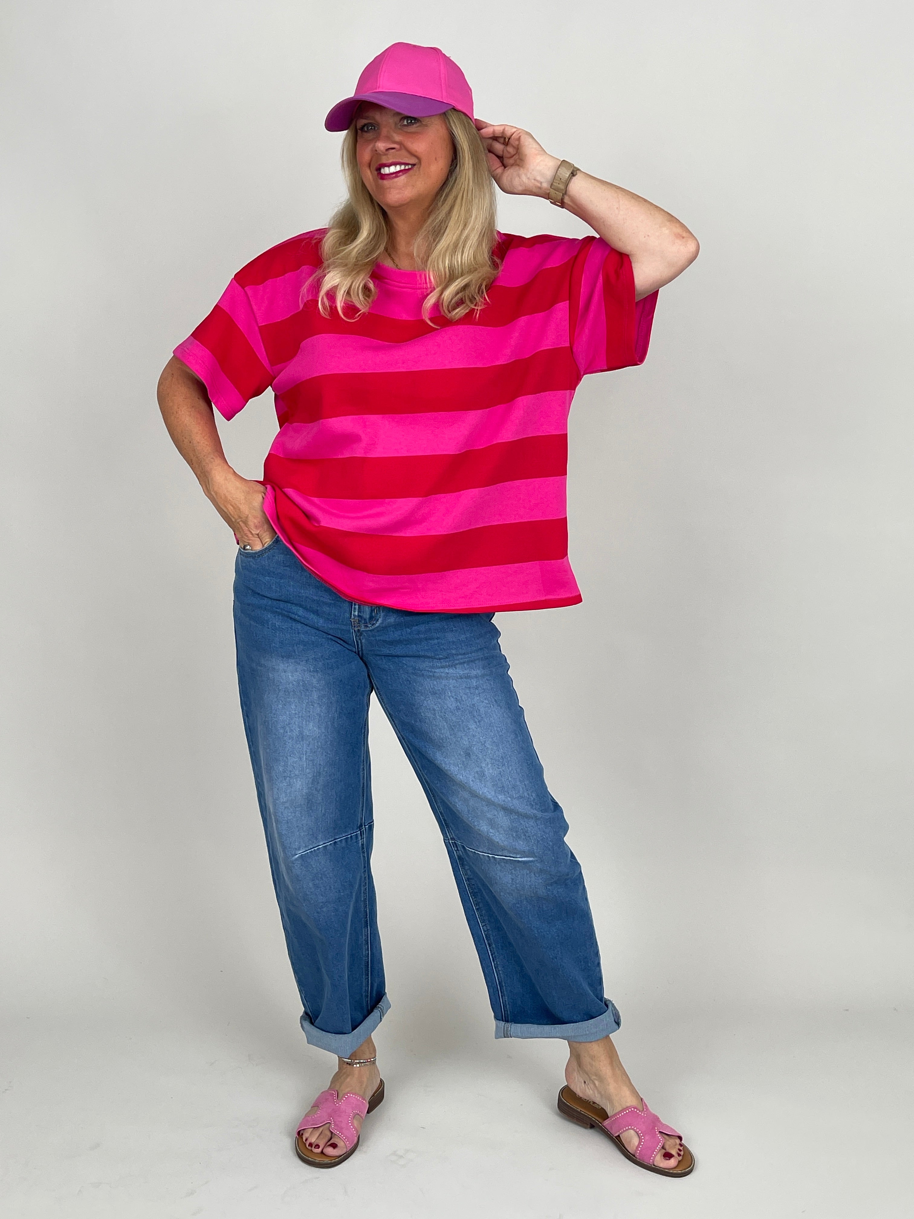 T-Shirt Streifen in Rot/Pink