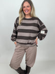 Sweatshirt mit Blockstreifen in Mokka/Taupe