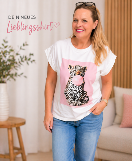 T-Shirt Leo Druck in Weiß
