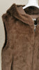 Kunstfellweste mit Kapuze in Taupe