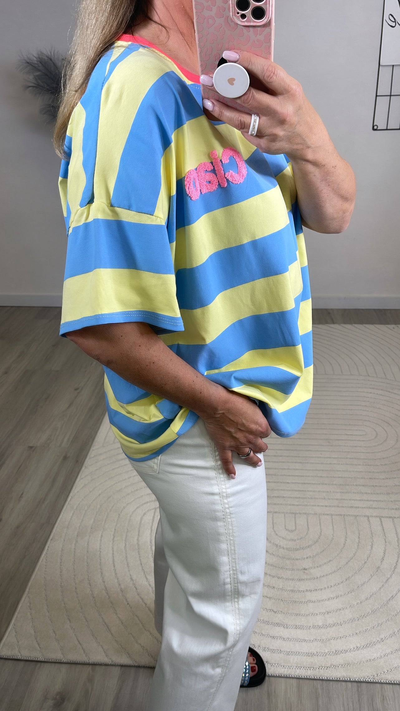 T-Shirt Streifen in Gelb/Hellblau