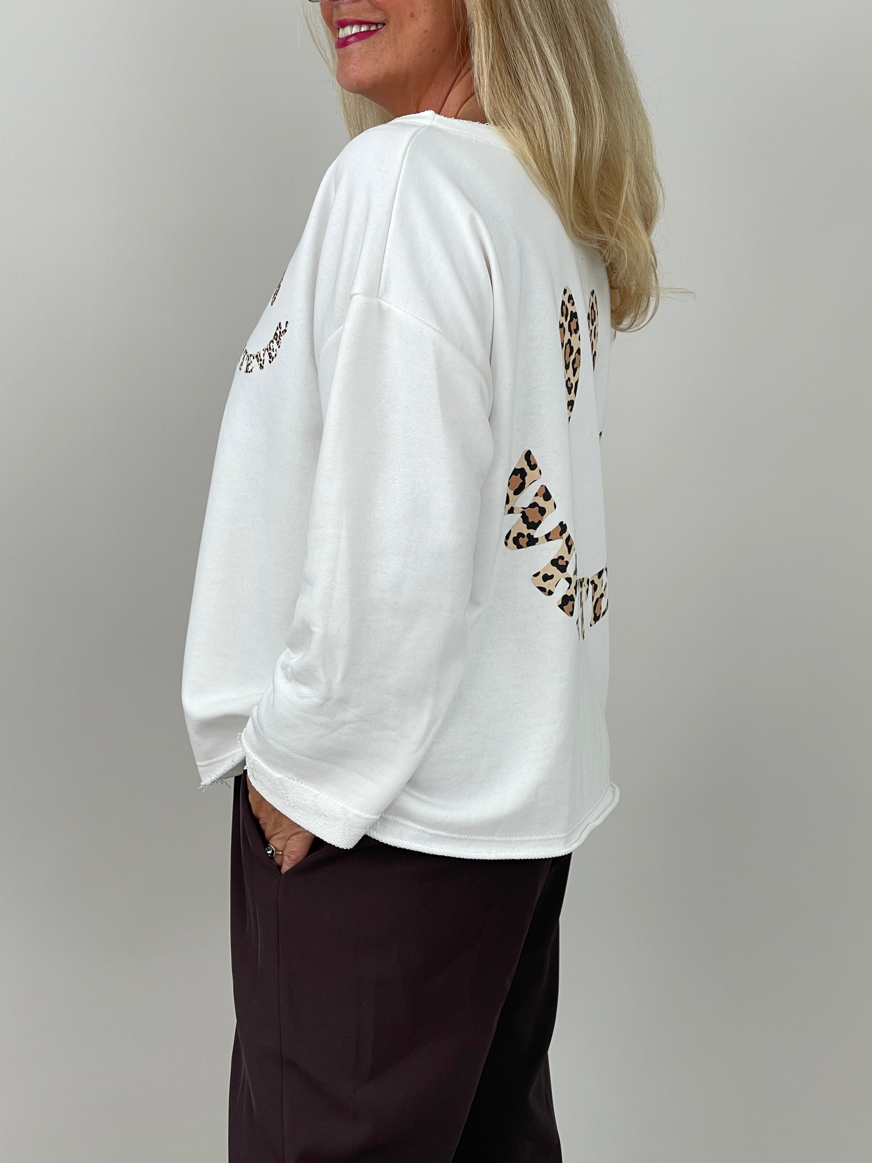 Sweatshirt Leo Smiley in Offwhite