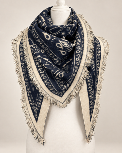 Schal mit Ornament-Muster in Marine