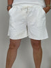 Bestickte Jeans-Shorts mit Blüten-Details in Weiß