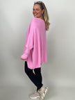 Pullover Oversized Fledermausärmel Uni in Candypink
