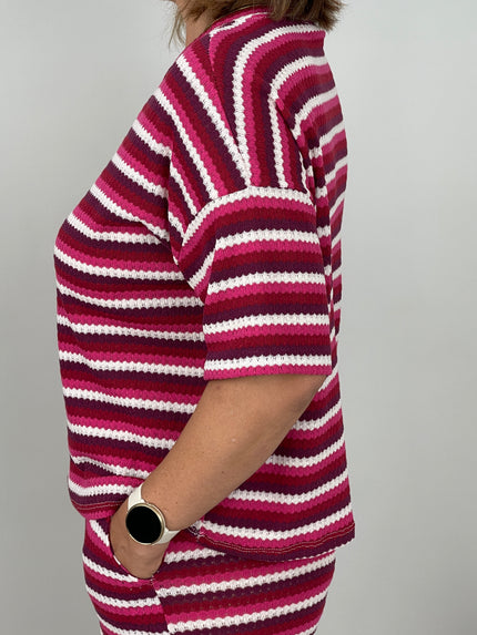 Strickshirt Streifen in Beerentönen