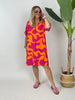 Kleid Muster in Orange/Pink