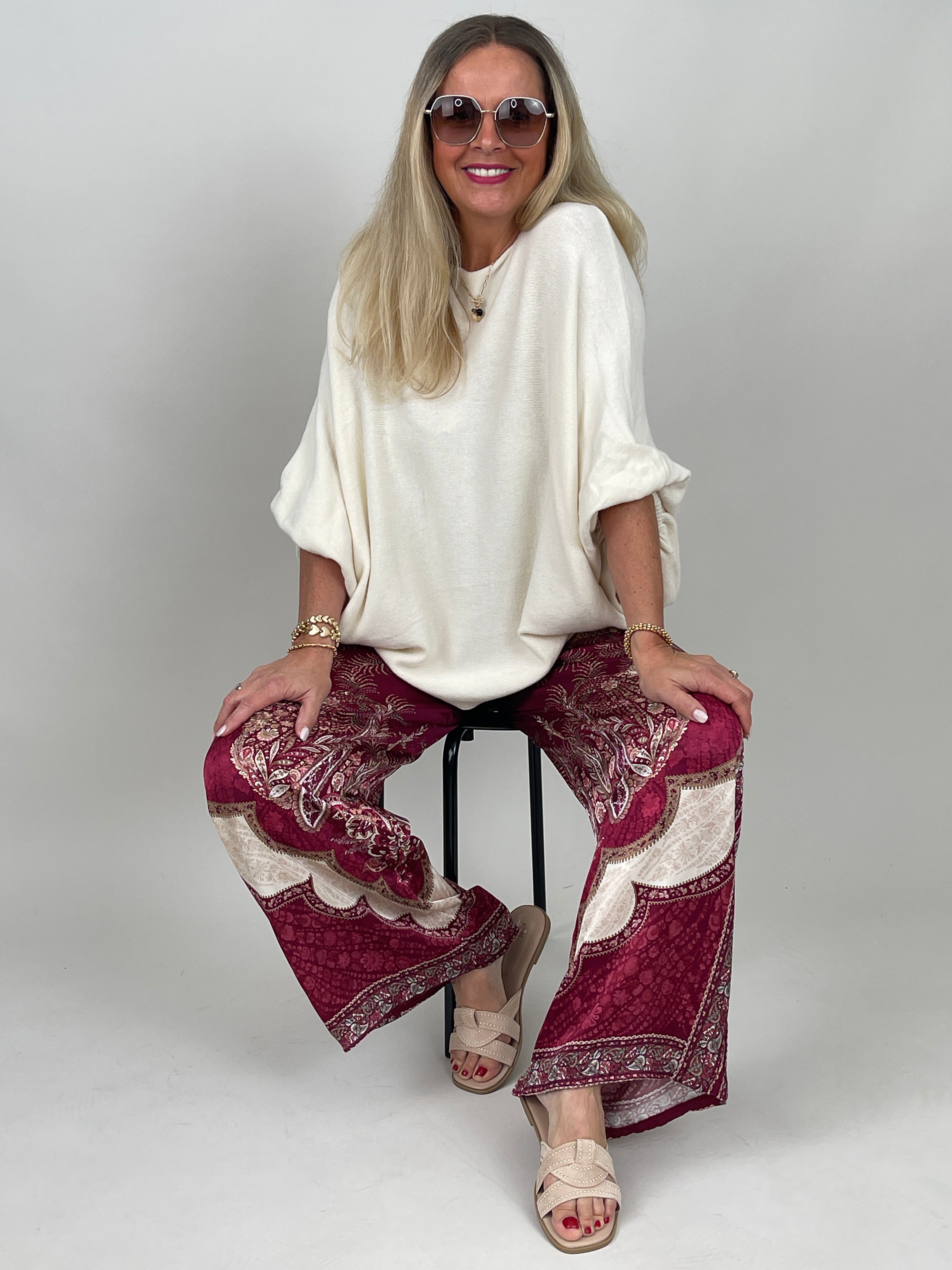 Hose Satin Paisley in Bordeaux