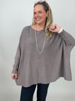 Pullover Oversized Fledermausärmel Uni in Taupe
