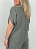 Shirt A-Symmetrisch Butterstoff in Khaki