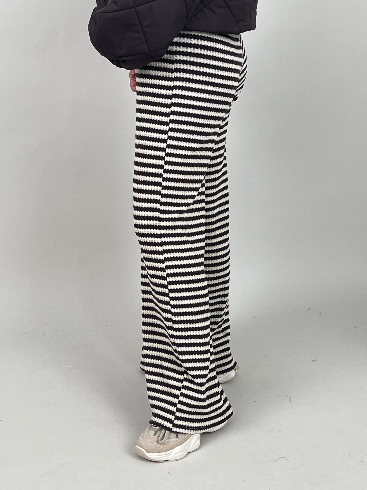 Strickhose Streifen in Mokka/Offwhite