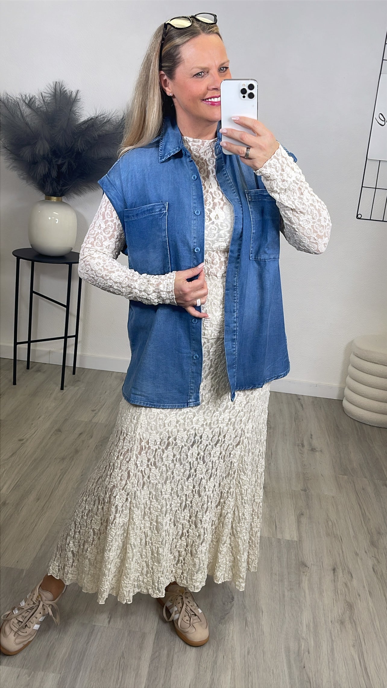 Jeansbluse Kurzarm