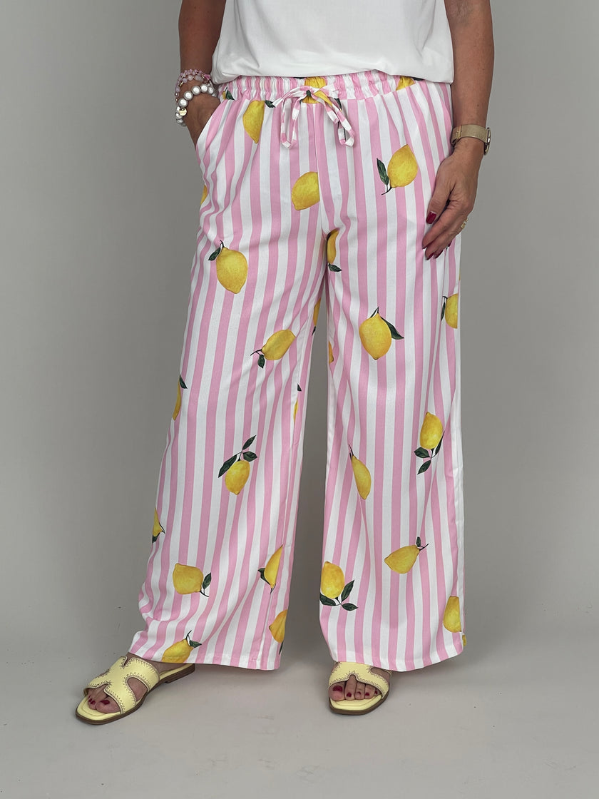 Marlene Hose Lemon in Rosa/Weiß