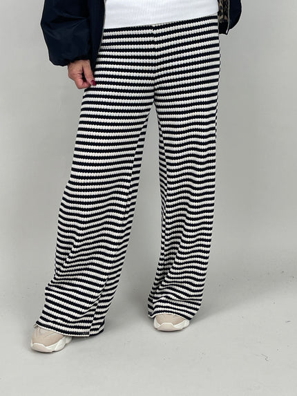 Strickhose Streifen in Schwarz/Offwhite
